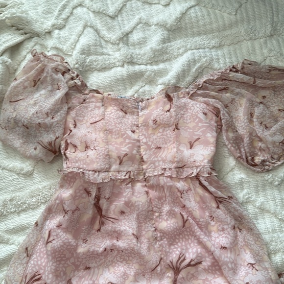 Pink Floral Mini Dress - size M - Picture 5 of 6